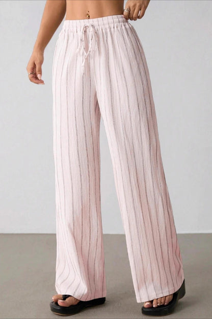 Striped Colorblock Wide Leg Pants