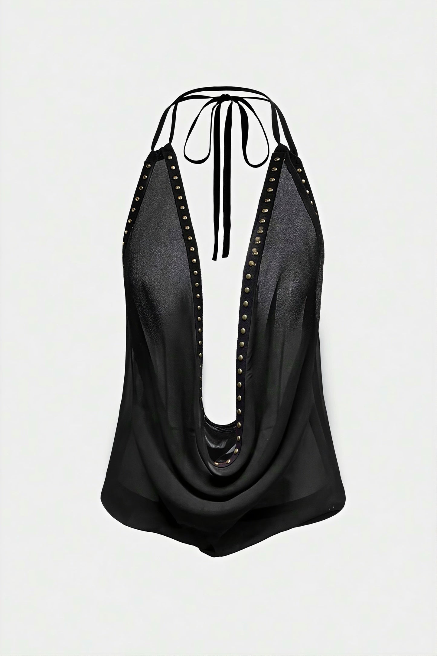 Halter Deep V Backless Rivet Fitted Tank Top