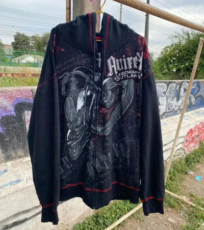 Dark Eyes Print Athletic Hoodie