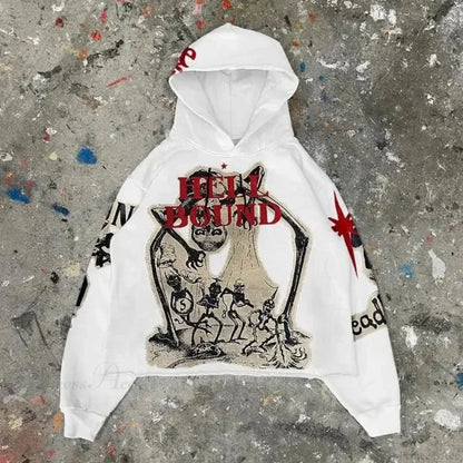 Dark Mummy Print Oversized Hoodie