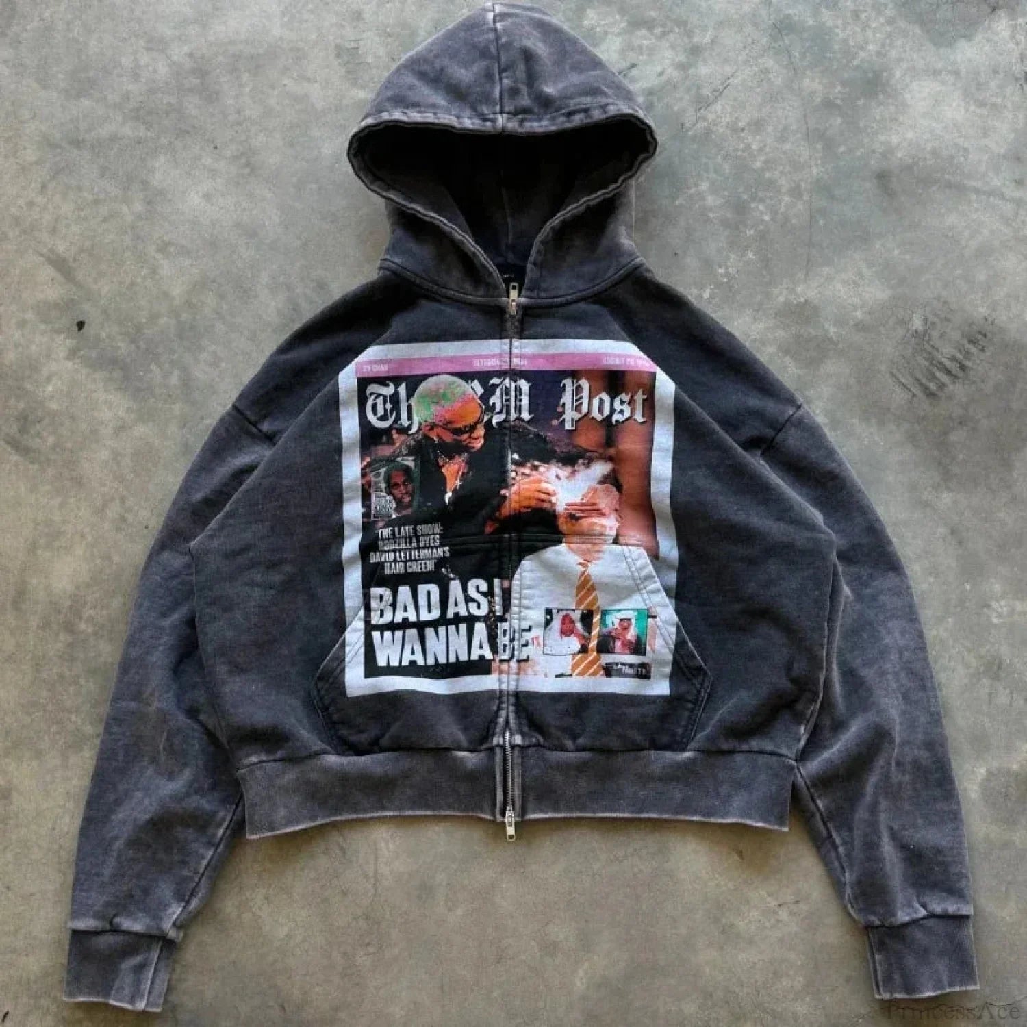 Dark Rebel Pattern Zip Hoodie