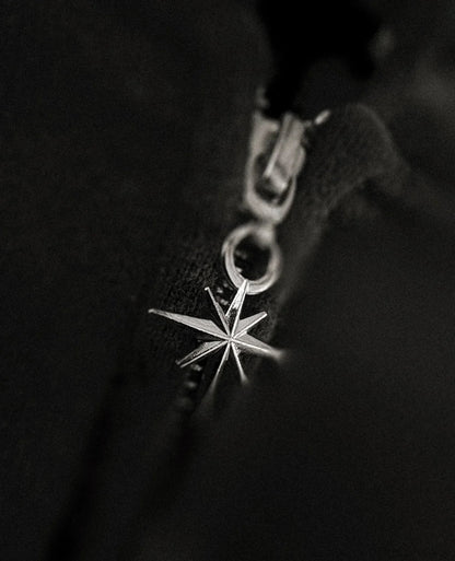 Dark Vintage Print Zip Hoodie