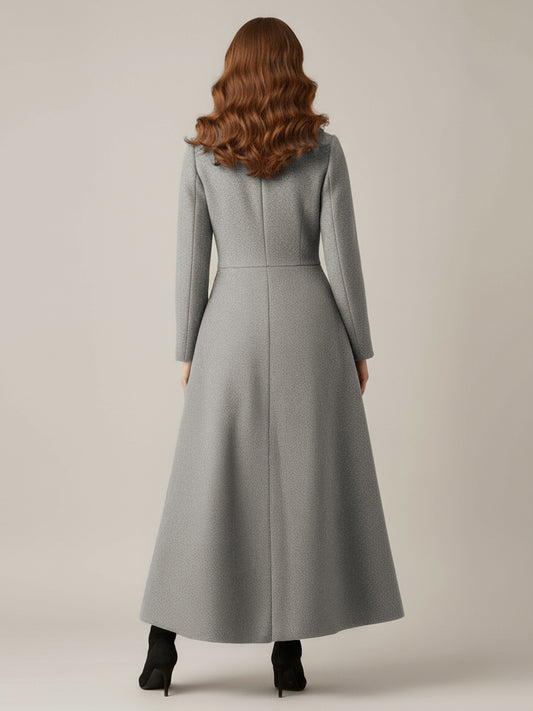 Full Length Woolen Coat With Shawl Collar For Women 2026