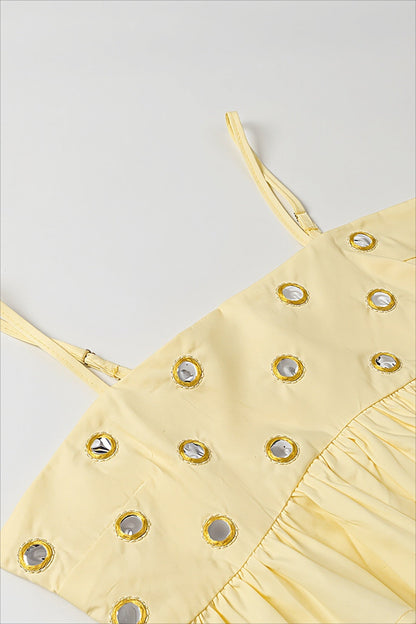 Sexy Metal Detail Ruffle Cami Skirt Sets