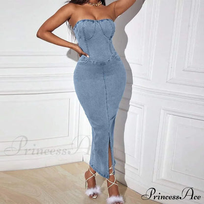 Denim Dreams Stylish Lace-Up Mini Dress