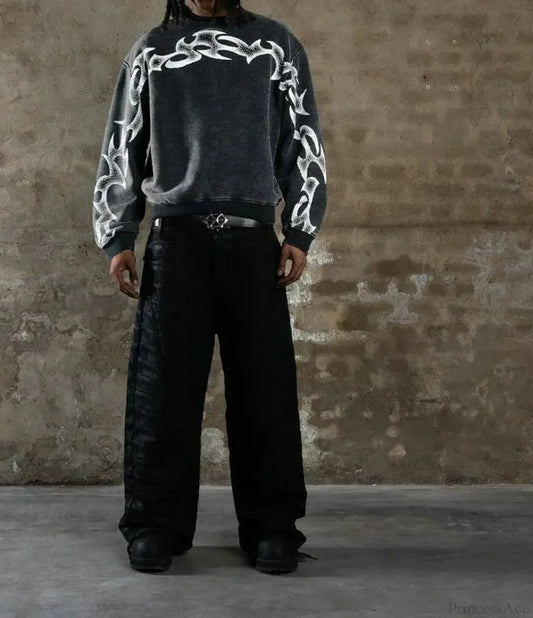 Distressed Cotton Gothic Sweatshirt