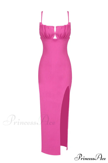 Draped Bustier Stylish Ribbed Midi Dress