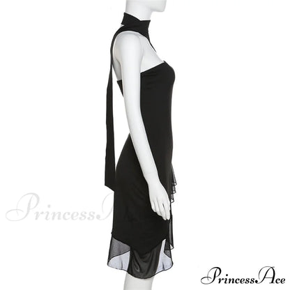 Draped Frill Stylish Tube Mini Dress