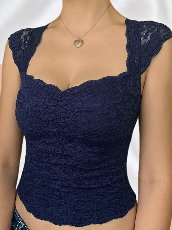 Lace Slim Short Sleeve Tee