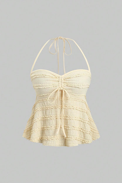 Asymmetrical Tie Halter Bikini Set