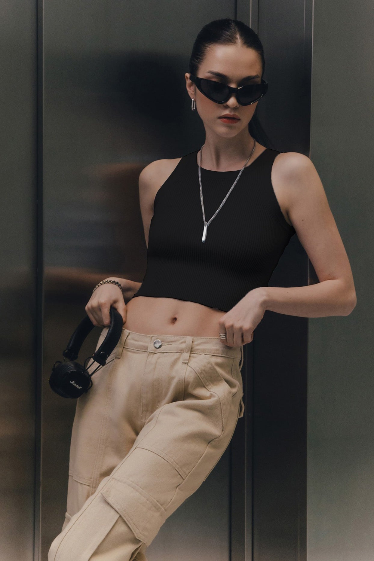 Solid Cropped Knit Top