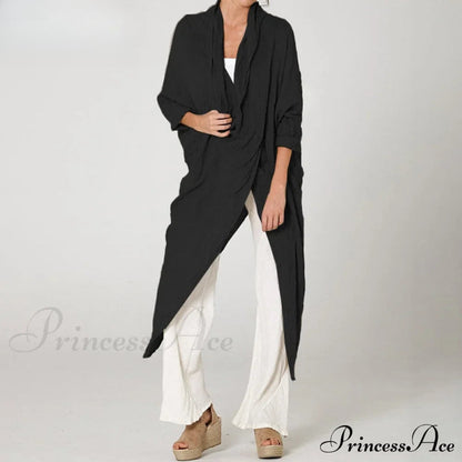 Solid Asymmetrical Cowl Neck Blouse