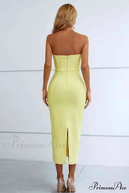 Elegant Enigma Bodycon Charming Corset Cocktail Midi Dress