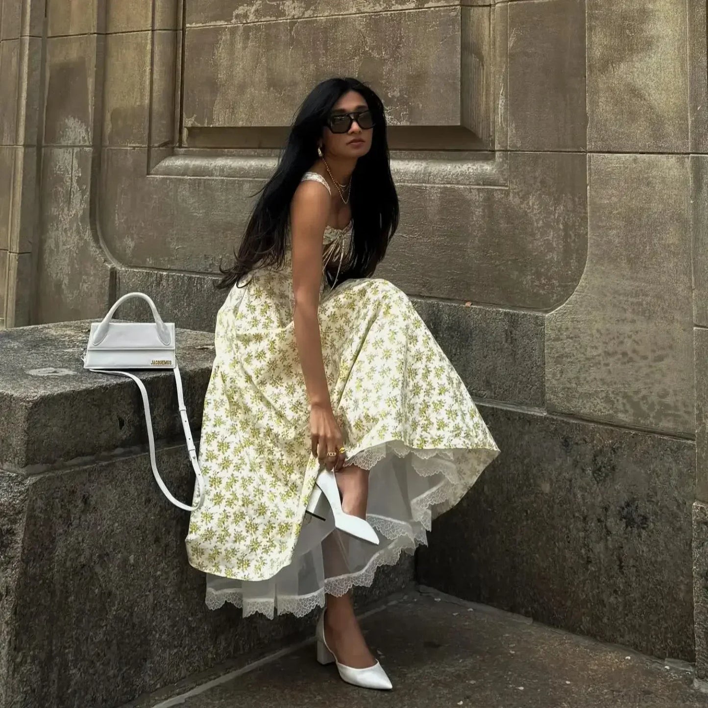 Elegant Floral Print Summer Midi Dress