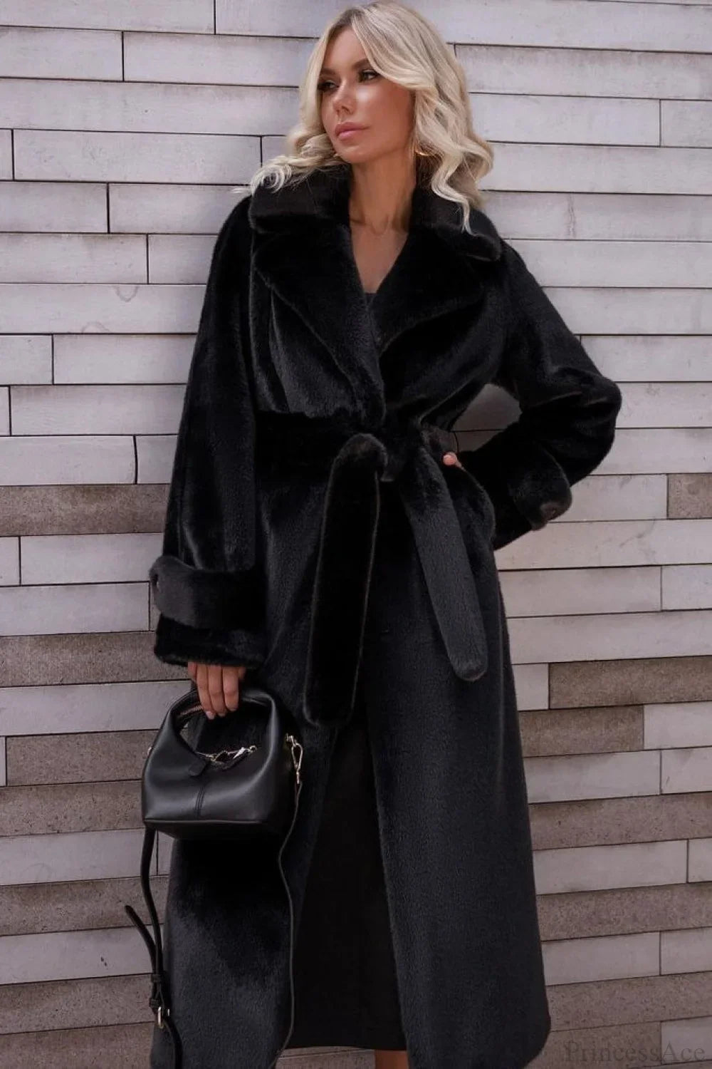 Elegant Thickened Plush Faux Fur Overcoat