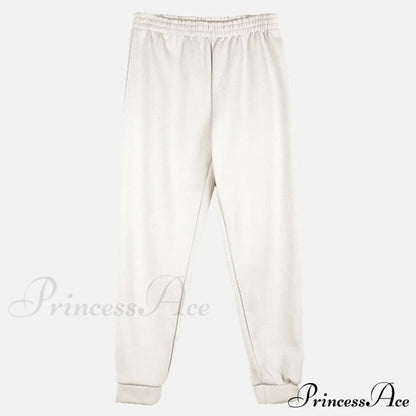 Elegant with Long Sweatshirt Women's Set and Hoodie Lace-Up Warm Pant Solid Detail