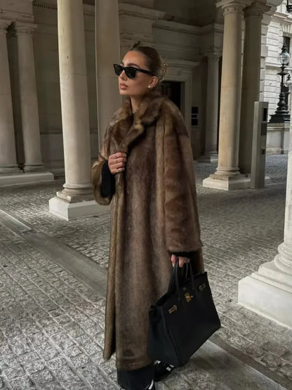 Elegant Woolen Belted Long Sleeve Overcoat
