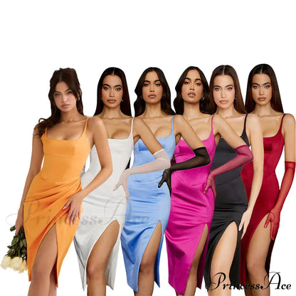 Eve Gown Dress New Women Warm-Season Midi Satin Elegant Black for Party White Night Evening - Years Bodycon Dresses