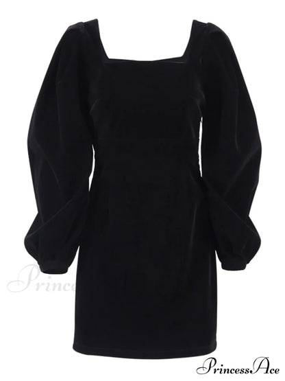 Evening Velvet Square Collar Party Dresses