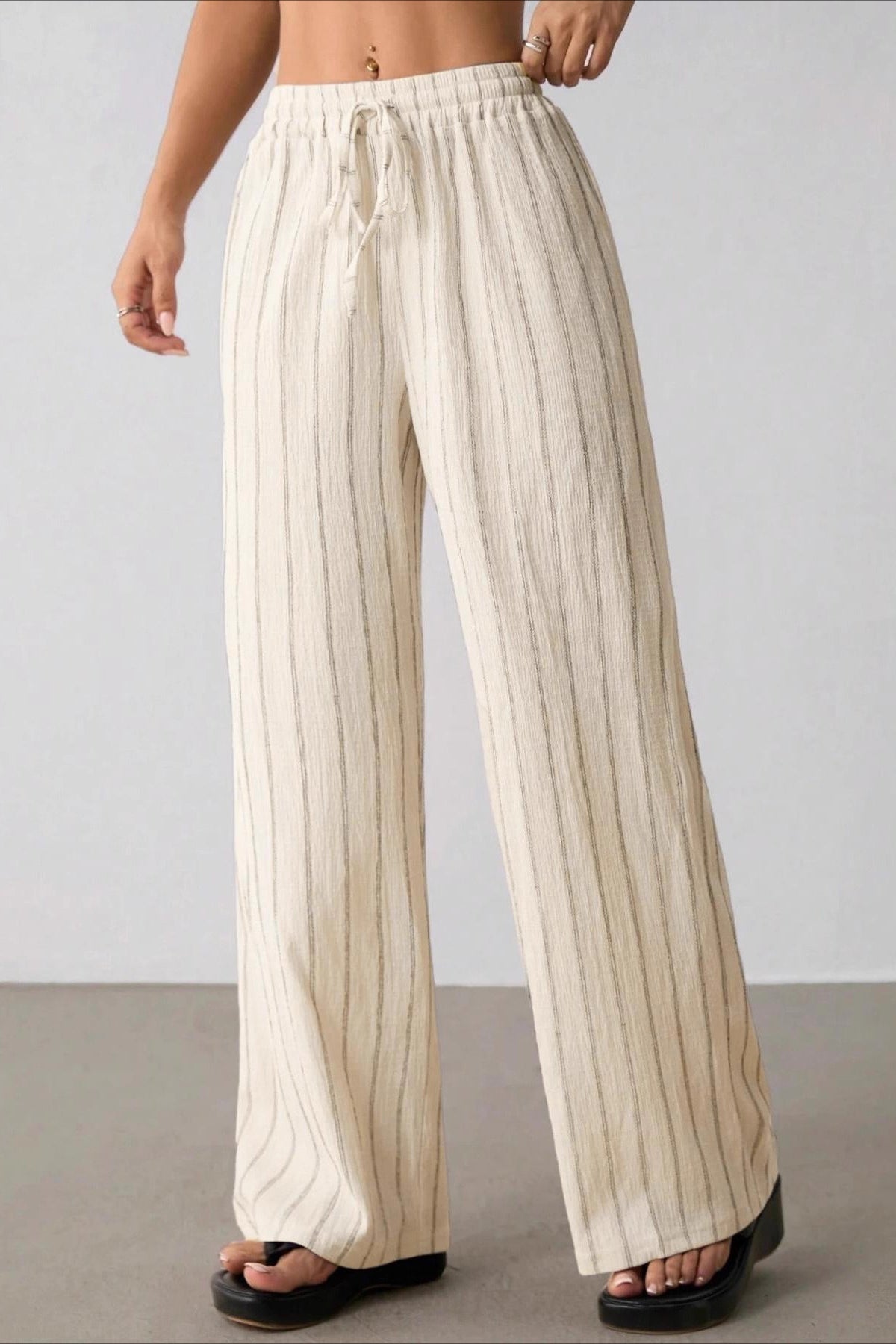 Striped Colorblock Wide Leg Pants