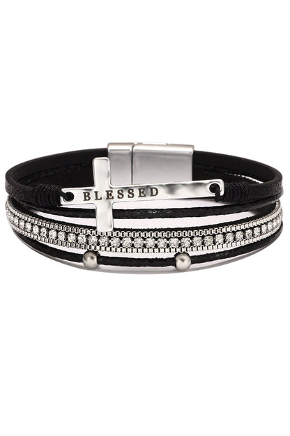Bohemian Cross Diamond Magnetic Clasp Bracelet