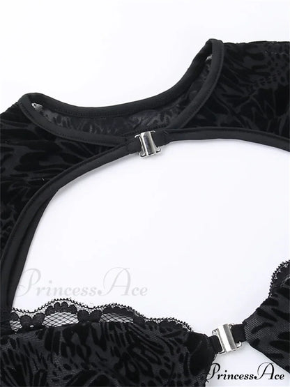 Fairycore Grunge Lace Backless Hollow Out Short Sleeve T-Shirts