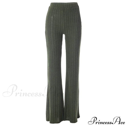 Fall New Solid Wide Pit Stripe Casual Knitted Warm Streetwear Pants