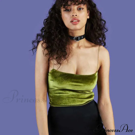 Fashion Spaghetti Straps Velvet Short Crop Sexy Boob Tube Bustier Brief Tank top