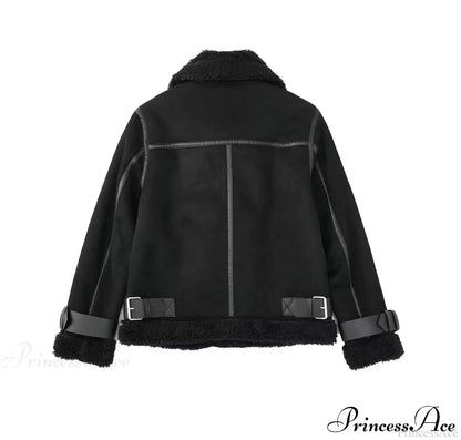 Faux Fur Stylish Double-sided Zipper Jacket