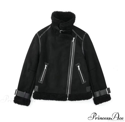 Faux Fur Stylish Double-sided Zipper Jacket