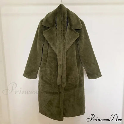 Faux Fur Stylish Long Belted Coat