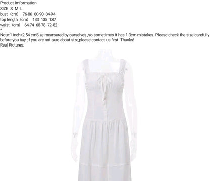 White Pleated Lace Up Square Collar Ruffle Maxi Dress