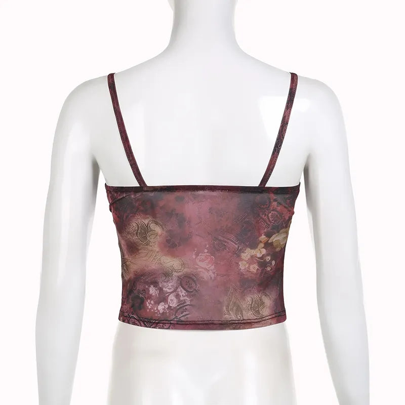Grunge Floral Print Crop Top