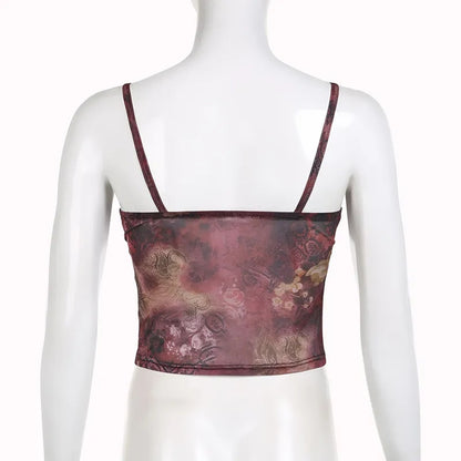 Grunge Floral Print Crop Top