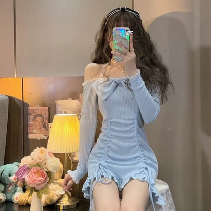 Ruffle Lace Wrap Bodycon Dress