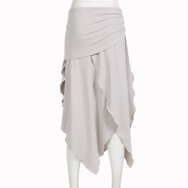 Drawstring Split Low Rise Maxi Skirt