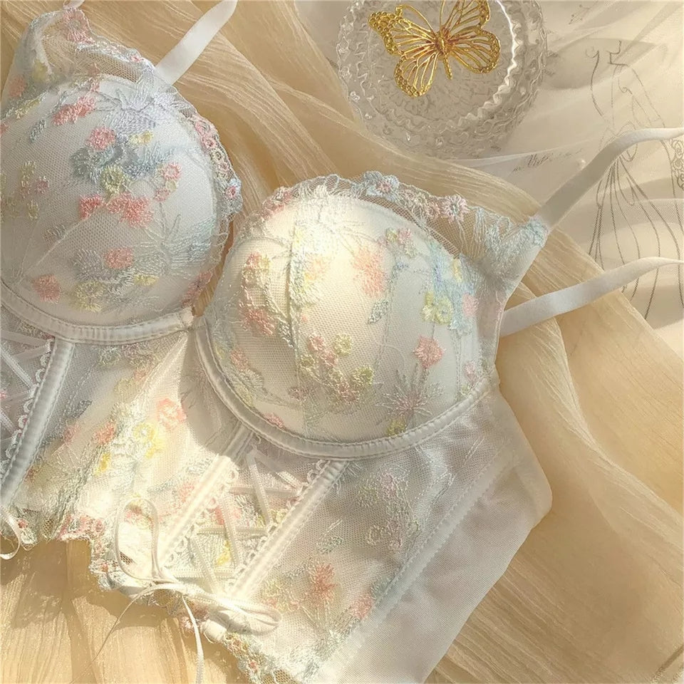 Floral Lace Embroidery Corset Top