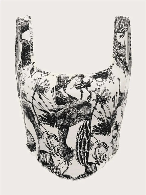 Black & White Plant Print Tank Top