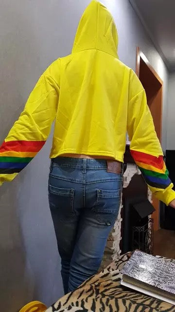 Love Letter Rainbow LGBT Cropped Hoodie Sweatshirt Pullover Long Sleeve Tee Shirt T-shirt Top E-Girl Kawaii Korean Japanese Harajuku Streetwear