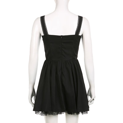 White Lace Panel A-Line Corset Dress