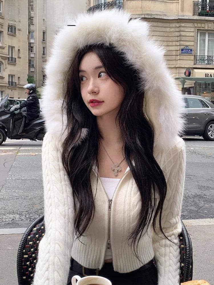 Furry Hoode Cropped Jacket