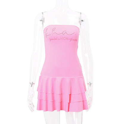 Pink Coquette Tiered Strapless Mini Dress