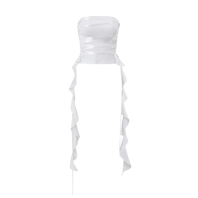 Bandage Ribbon Lace Up Tube Top