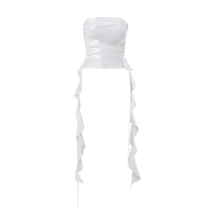 Bandage Ribbon Lace Up Tube Top