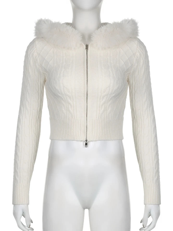Furry Hoode Cropped Jacket