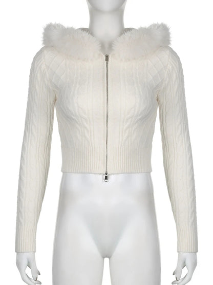 Furry Hoode Cropped Jacket