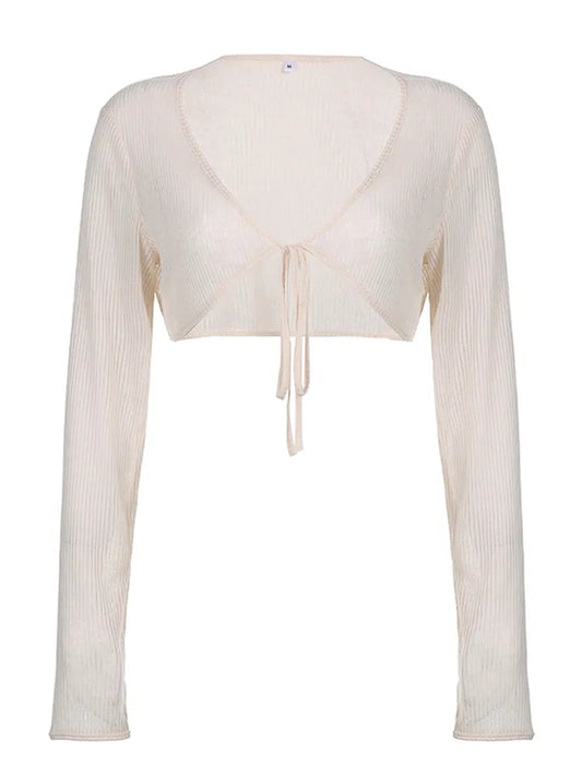 Y2K Crochet Long Sleeve Shrug