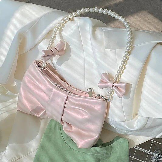 Pink Pearl Bow Handbag