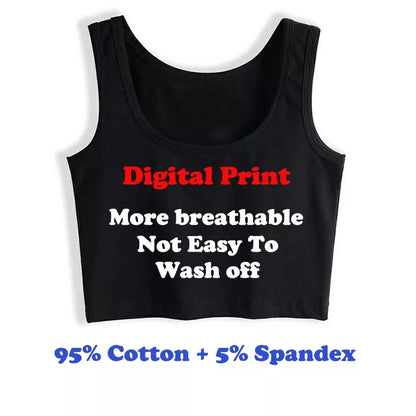 Cute Black Satan Sugar Daddy Print Crop Top Tank Sleeveless Shirt Aesthetic Casual E-Girl Kawaii Korean Japanese Harajuku