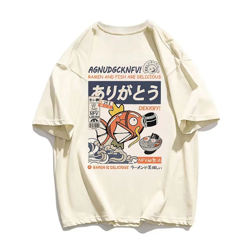 Japanese Fish Print Short Sleeve T-shirt